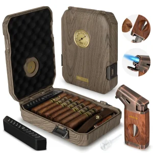 AWOTE Travel Cigar Humidor with Lighter