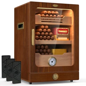 Tesonway Cigar Cabinet, Desktop Humidor Light Control System